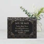  Gold Art Deco Fleur-de-lis Save the Date (Staand voorkant)