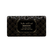  Gold Art Deco Fleur-de-lis Wedding Etiket (Voorkant)