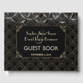 Gold Art Deco Fleur-de-lis Wedding Gastenboek (Voorkant)