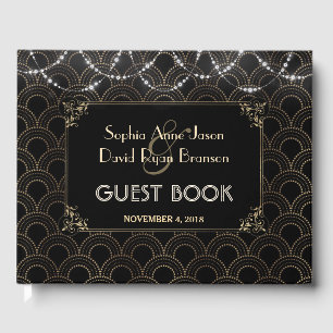  Gold Art Deco Fleur-de-lis Wedding Gastenboek