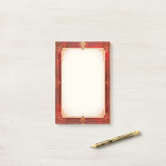 Gold Art Deco Frame on Red Post-it® Notes (Op bureau)
