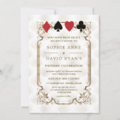 Gold Art Deco Gatsby Casino Vegas Poker Wedding Kaart (Voorkant)