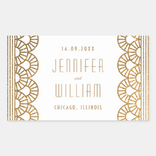 Gold Art Deco Gatsby Style Custom Wedding Sticker