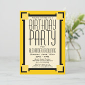 Gold Art Deco Geometric Birthday Party Invitation (Staand voorkant)