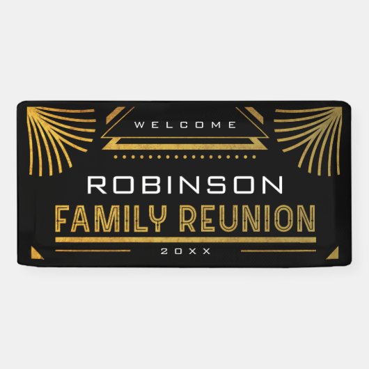 Gold Art Deco-gezinshereniging Spandoek (Horizontaal)