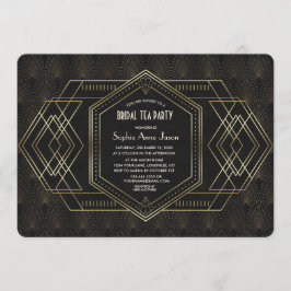 Gold Art Deco Great Gatsby Vrijgezellenfeest Tea P Kaart