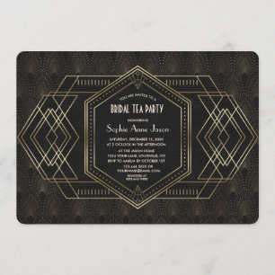 Gold Art Deco Great Gatsby Vrijgezellenfeest Tea P Kaart