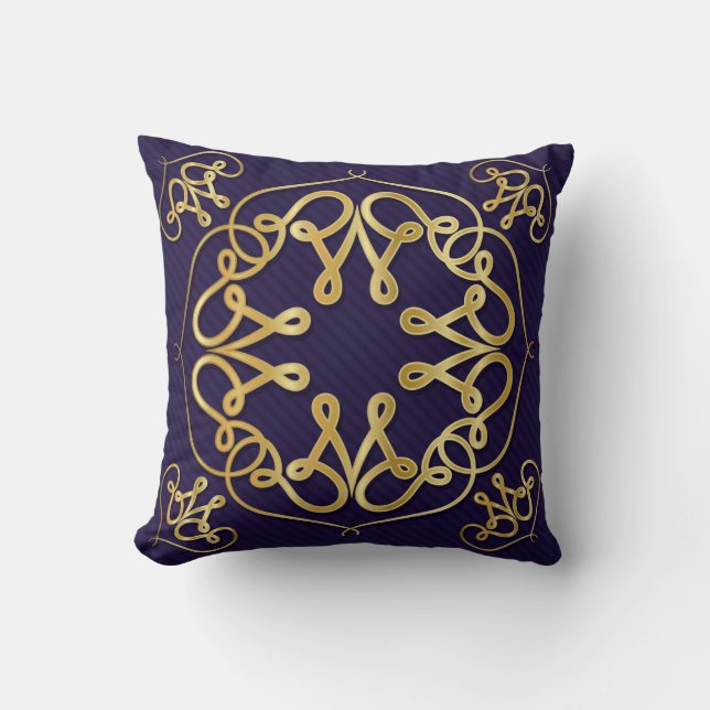 Gold art deco-lijst met ornament op blauwe achterg kussen (Voorkant)