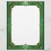 Gold Art Deco Lijst op groen Briefhoofd (Voorkant)