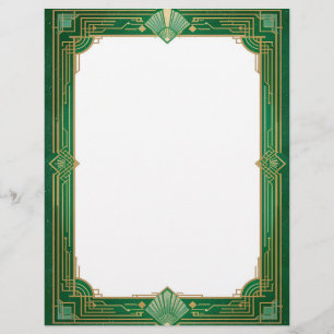 Gold Art Deco Lijst op groen Briefhoofd