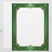 Gold Art Deco Lijst op groen Briefhoofd (Voorkant / Achterkant)