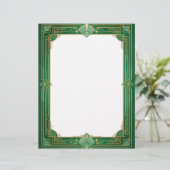 Gold Art Deco Lijst op groen Briefhoofd (Staand voorkant)