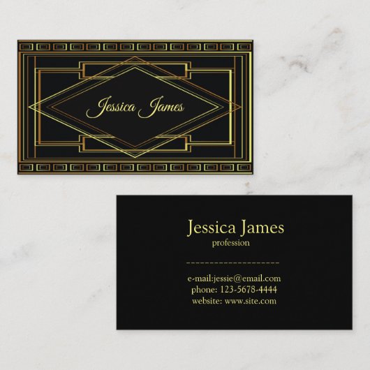 Gold Art Deco-Lijst Visitekaartje (Voorkant / Achterkant)