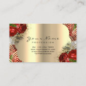 Gold Art Deco Makeup Artist Lash Floral Red Rose Visitekaartje (Achterkant)
