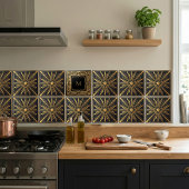 Gold Art Deco Monogram Black Personalized Luxury Tegeltje