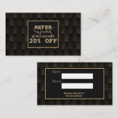  Gold Art Deco Monogram Makeup Artiest Aanbevelingskaartje (Voorkant / Achterkant)