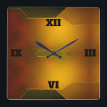 Gold Art Deco-ontwerp in een moderne stijl Vierkante Klok<br><div class="desc">U kunt initialen of een speciaal bericht toevoegen door de aanpassingsknoop te raken.</div>