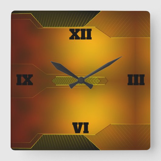 Gold Art Deco-ontwerp in een moderne stijl Vierkante Klok (Voorkant)