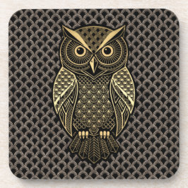 Gold Art Deco Owl Bier Onderzetter