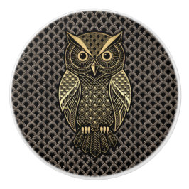 Gold Art Deco Owl Keramische Knop
