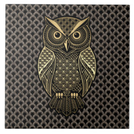 Gold Art Deco Owl Tegeltje