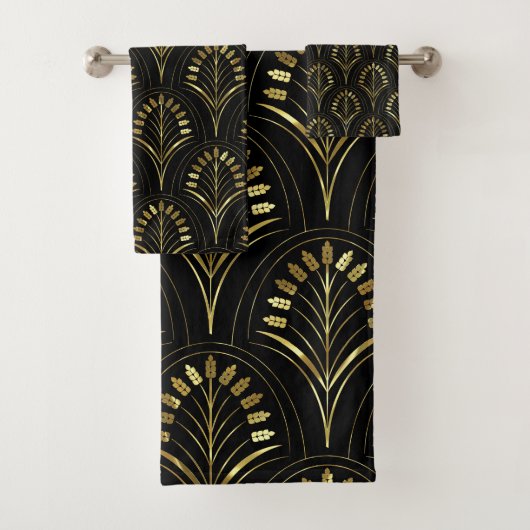 Gold Art Deco-patroon Bad Handdoek (Insitu)
