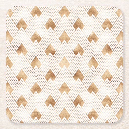 Gold Art Deco-patroon Kartonnen Onderzetters (Voorkant)