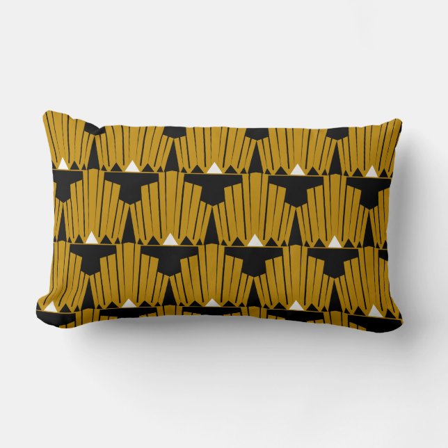 Gold Art Deco-patroon Kussen (Voorkant)