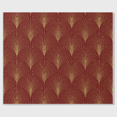 Gold art-deco patroon op rode achtergrond cadeaupapier (Vlak)