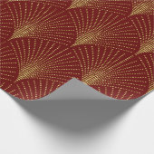 Gold art-deco patroon op rode achtergrond cadeaupapier (Hoek)