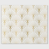 Gold art-deco patroon op wit cadeaupapier (Vlak)