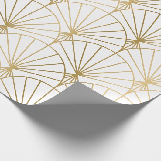 Gold art-deco patroon op wit cadeaupapier (Hoek)