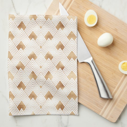 Gold Art Deco-patroon Theedoek (Quarter Fold)