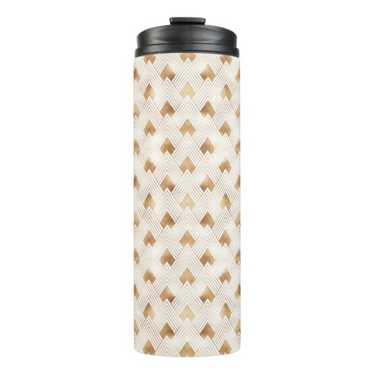 Gold Art Deco-patroon Thermosbeker (Voorkant)
