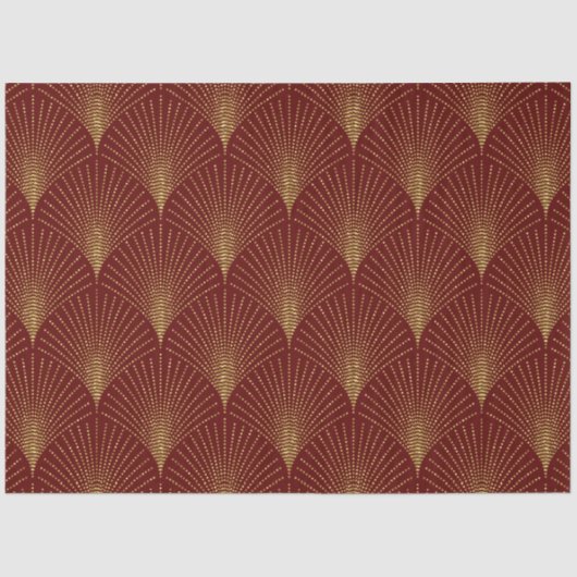 Gold Art-Deco Pattern boven Bourgogne Achtergrond Tissuepapier (Voorkant)