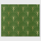 Gold art-deco pattern on green wrapping paper cadeaupapier (Vlak)