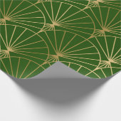 Gold art-deco pattern on green wrapping paper cadeaupapier (Hoek)