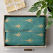 Gold Art Deco Pattern op Turquoise Background Tissuepapier (Geschenk)