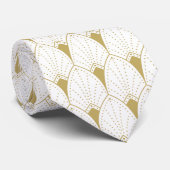 Gold Art Deco Pattern & White Background Stropdas (Opgerold)