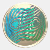 Gold Art Deco Peacock Envelope Seal Ronde Sticker (Voorkant)