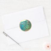 Gold Art Deco Peacock Envelope Seal Ronde Sticker (Envelop)