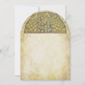 Gold Art Deco Peacock - uitnodiging voor weddensch (Achterkant)