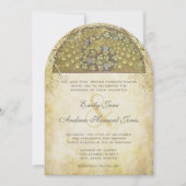 Gold Art Deco Peacock - uitnodiging voor weddensch (Voorkant)