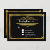 Gold Art Deco RSVP-Briefkaart Briefkaart (Voorkant / Achterkant)