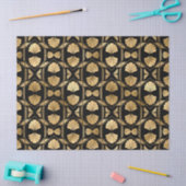 Gold Art Deco Shells op Black Decoupage Tissuepapier (Craft)