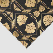Gold Art Deco Shells op Black Decoupage Tissuepapier (Detail)