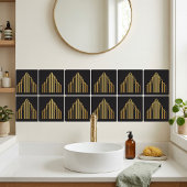 Gold Art Deco Skyscraper Silhouette Black Tile Tegeltje