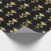Gold Art Deco Style Flowers op zwart Cadeaupapier (Hoek)