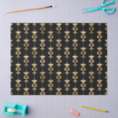 Gold Art Deco Style Flowers op zwarte lospagina Tissuepapier (Craft)