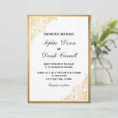 Gold Art Deco Uitnodiging voor huwelijksaankondigi (Staand voorkant)